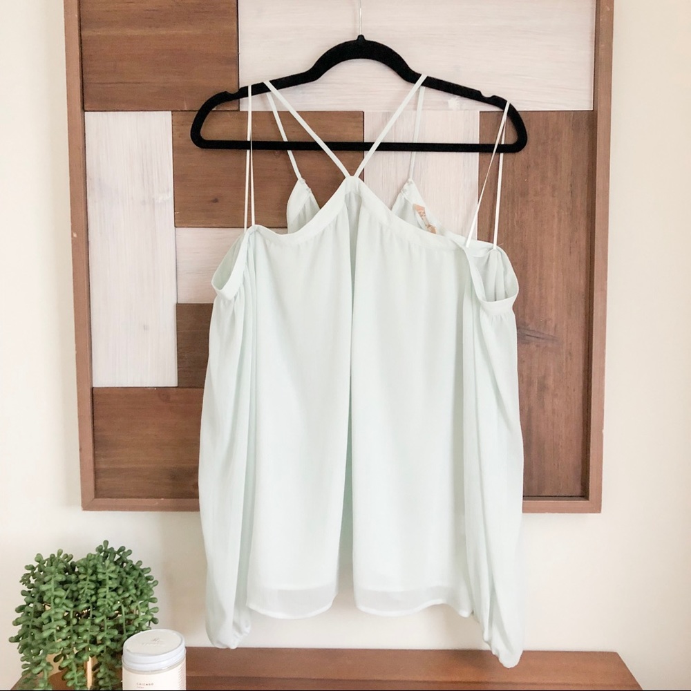 WAYF Mint Cold Shoulder Blouse